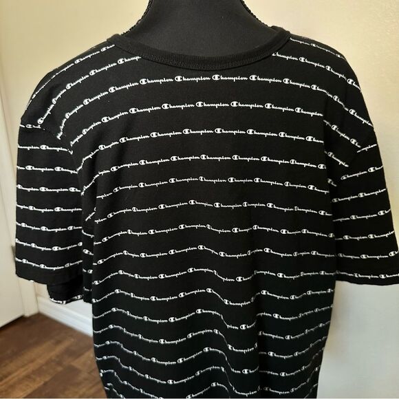 Champion Black Striped Men's T-Shirt - Picture 2 of 7